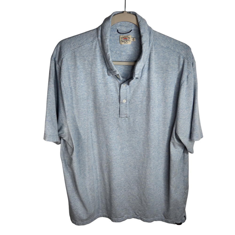 Faherty Movement Polo Cardiff Blue Heather Men's Size XXL